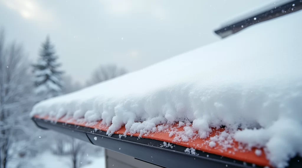 Heat Tape Winter Protection on Roof Preventing Ice Dams